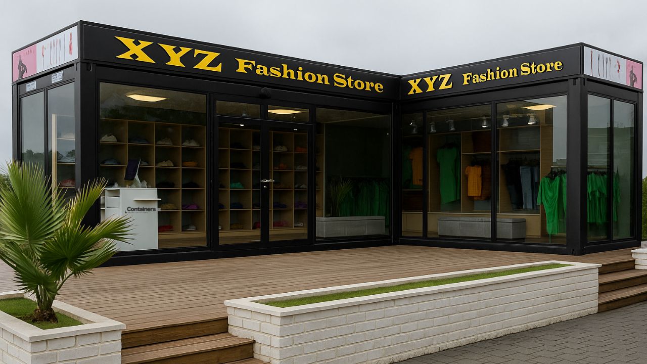 container boutique made using modular mobile container