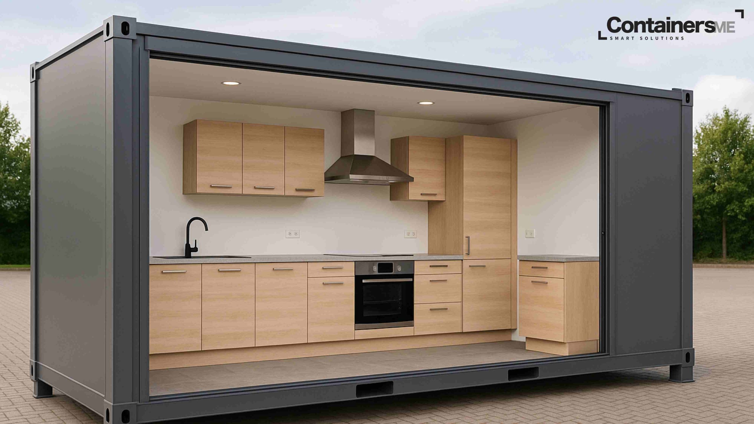 container kitchen made using modular mobile container