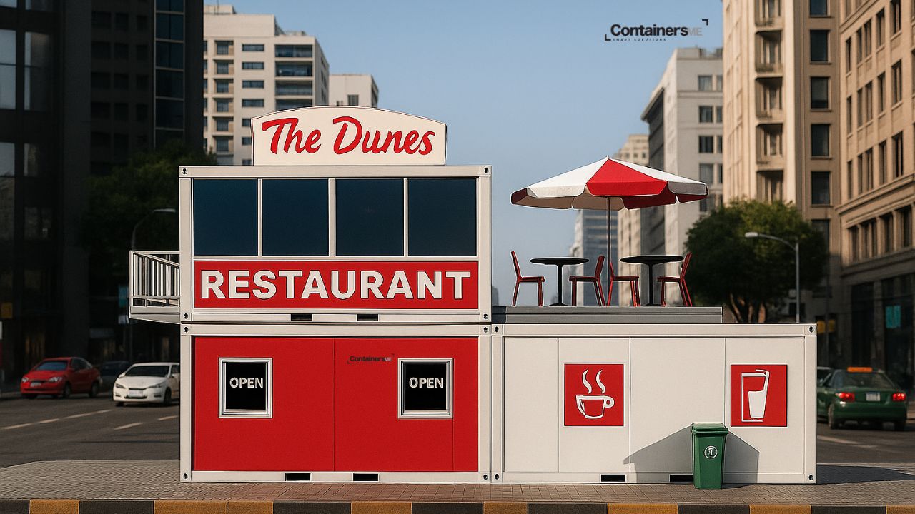 container restaurant made using modular mobile container