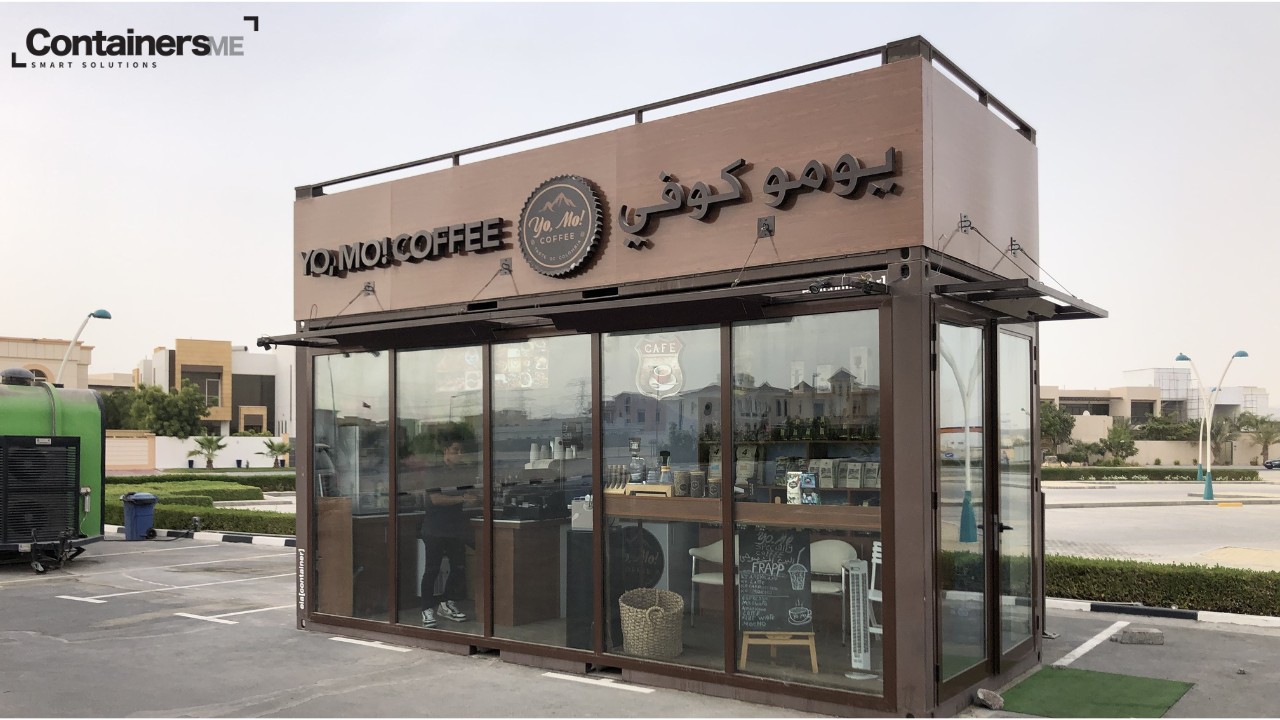 container cafe made using modular mobile container