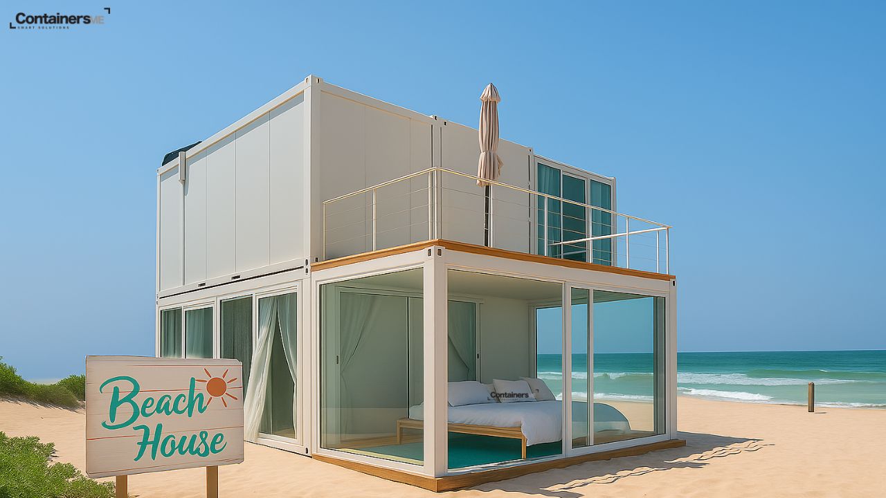 container beach house made using modular mobile container