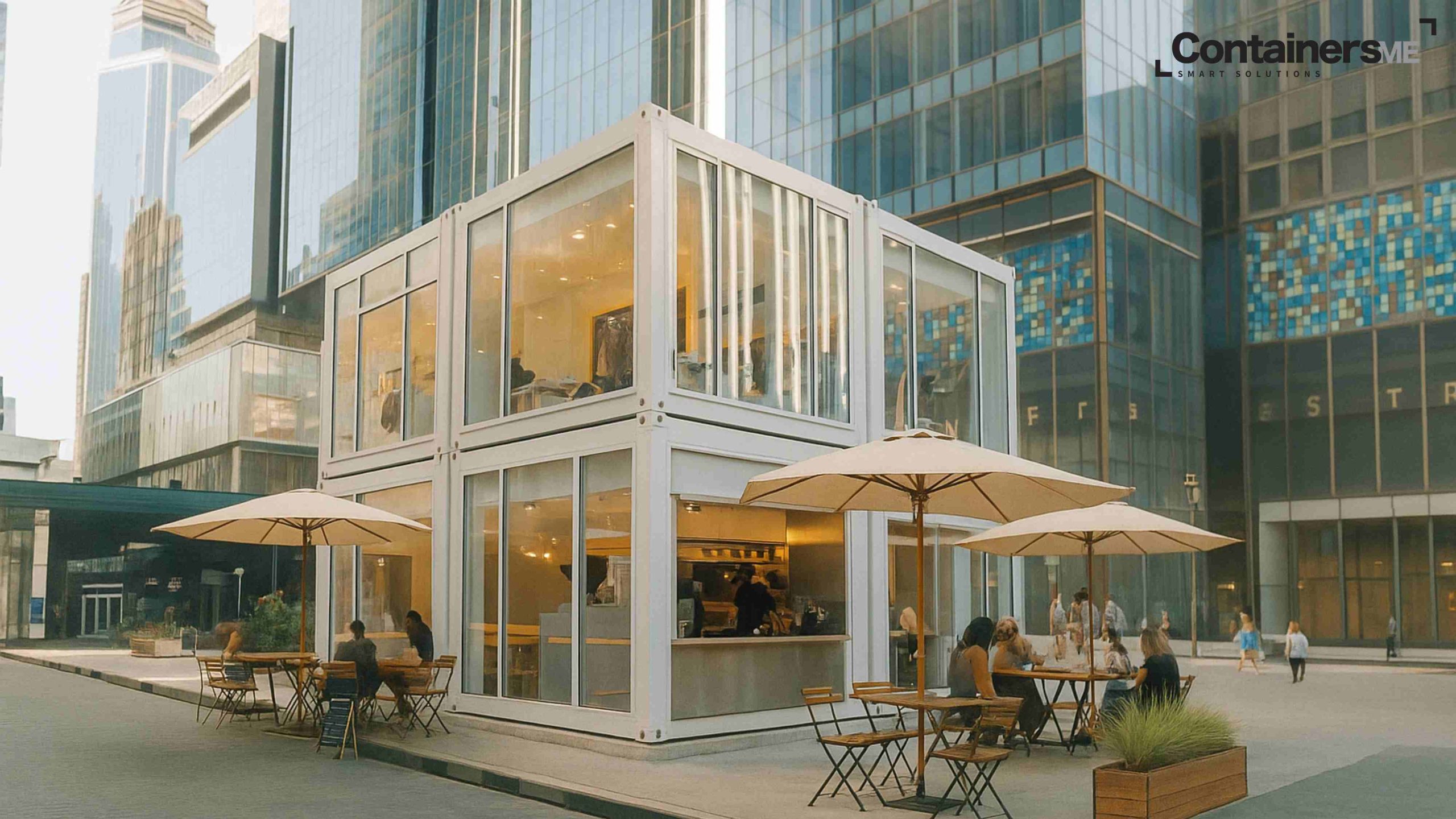 container pop up restaurent made using modular mobile container