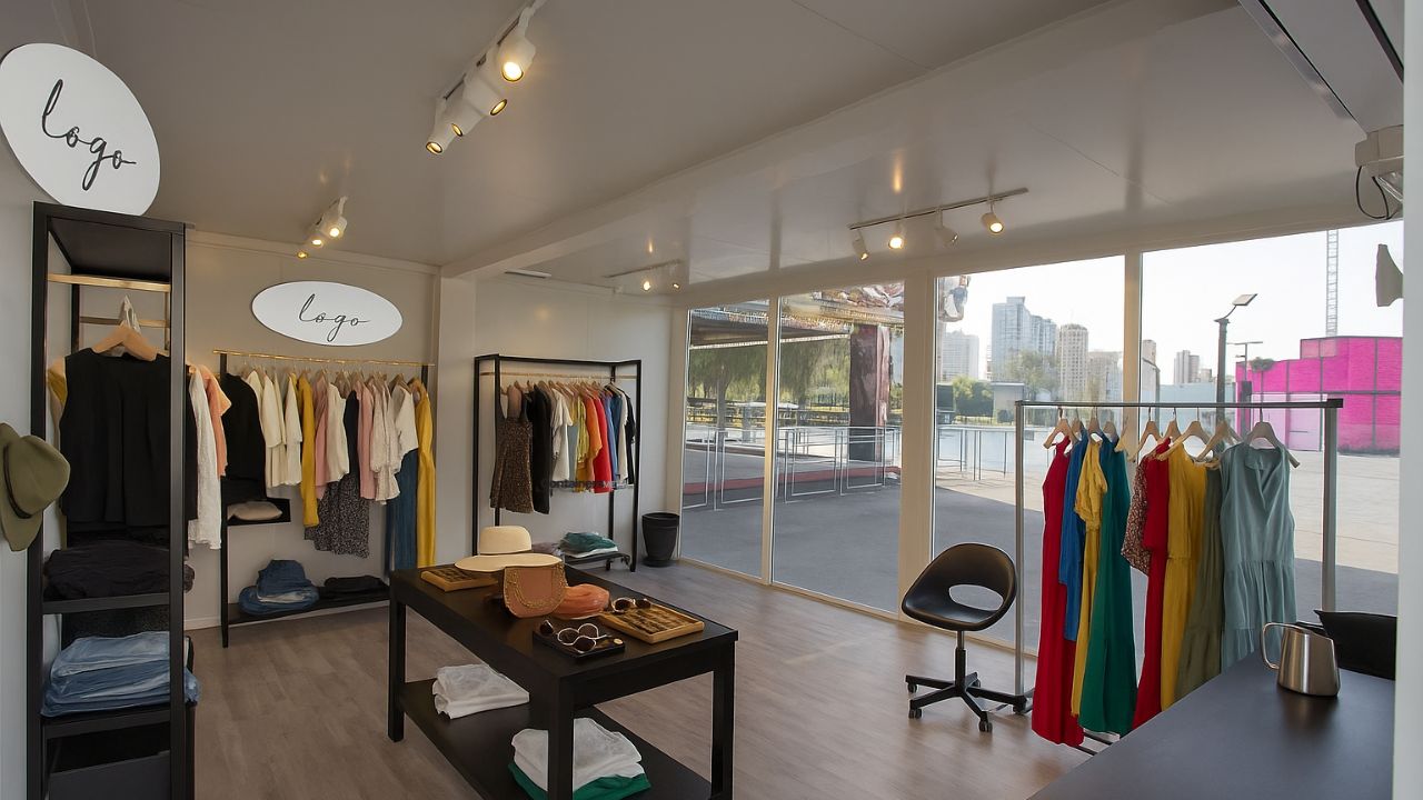 container boutique made using modular mobile container