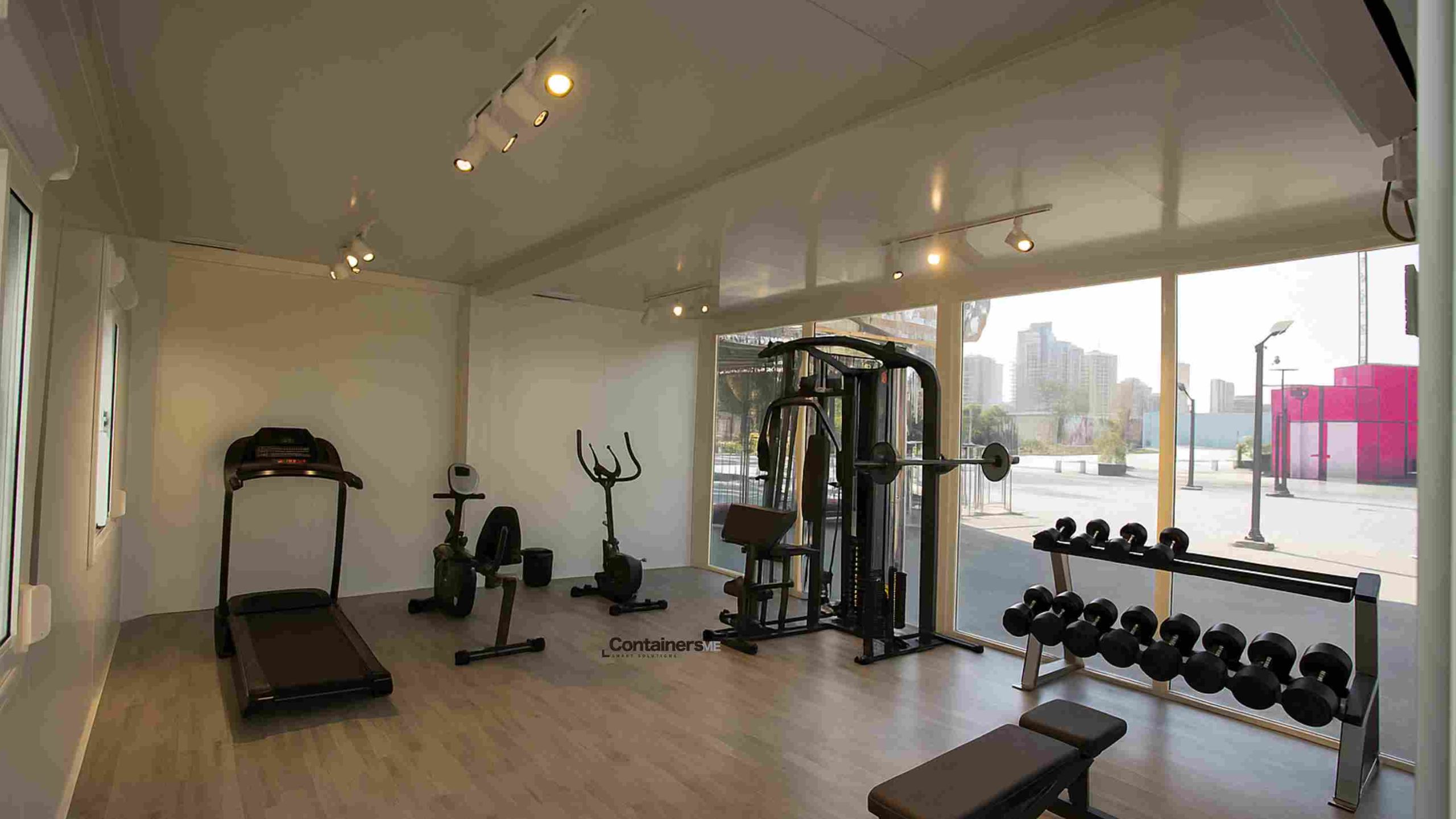 mobile container gym made using modular mobile container