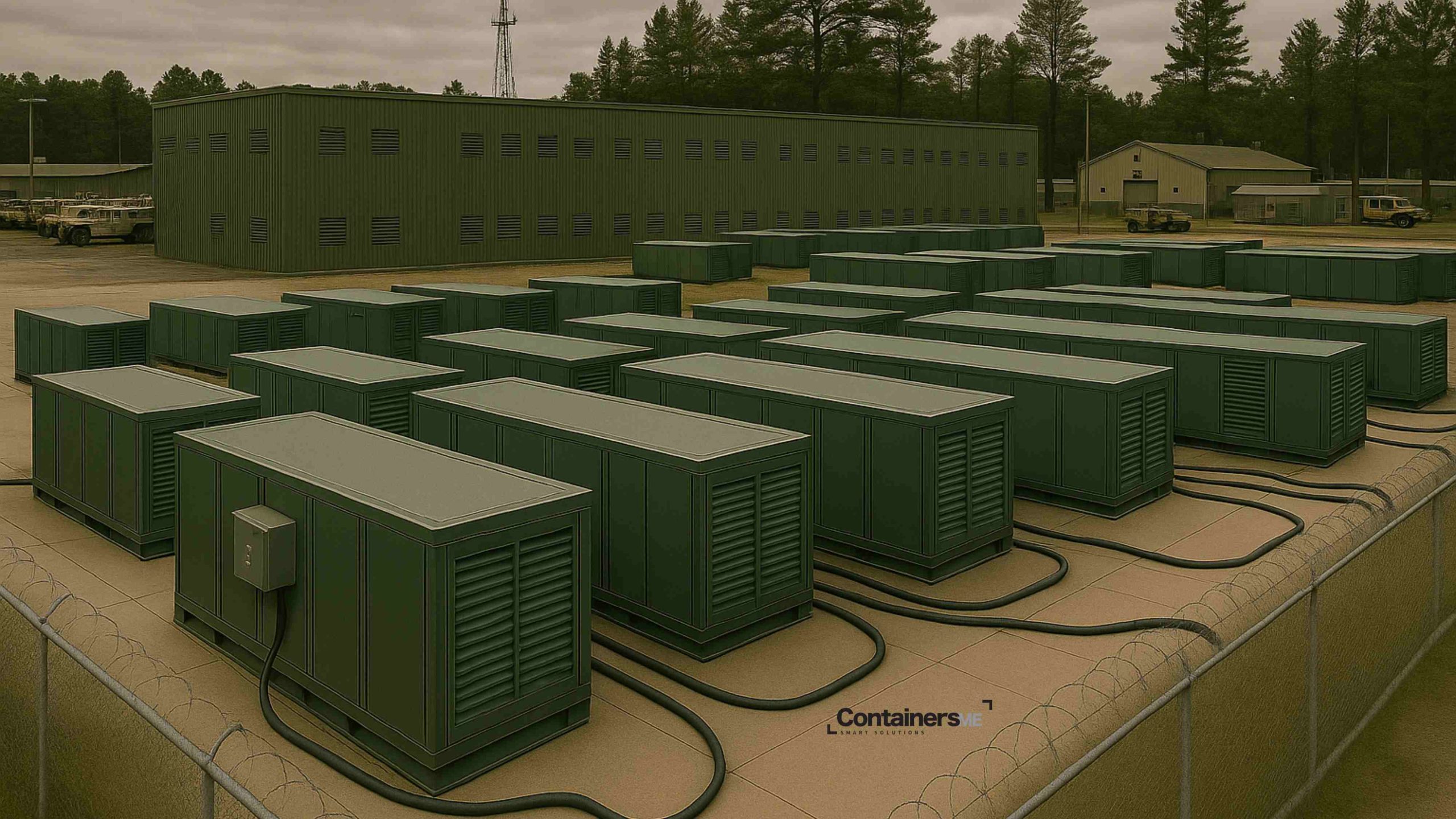 Container data center made using modular mobile container placed in a military base